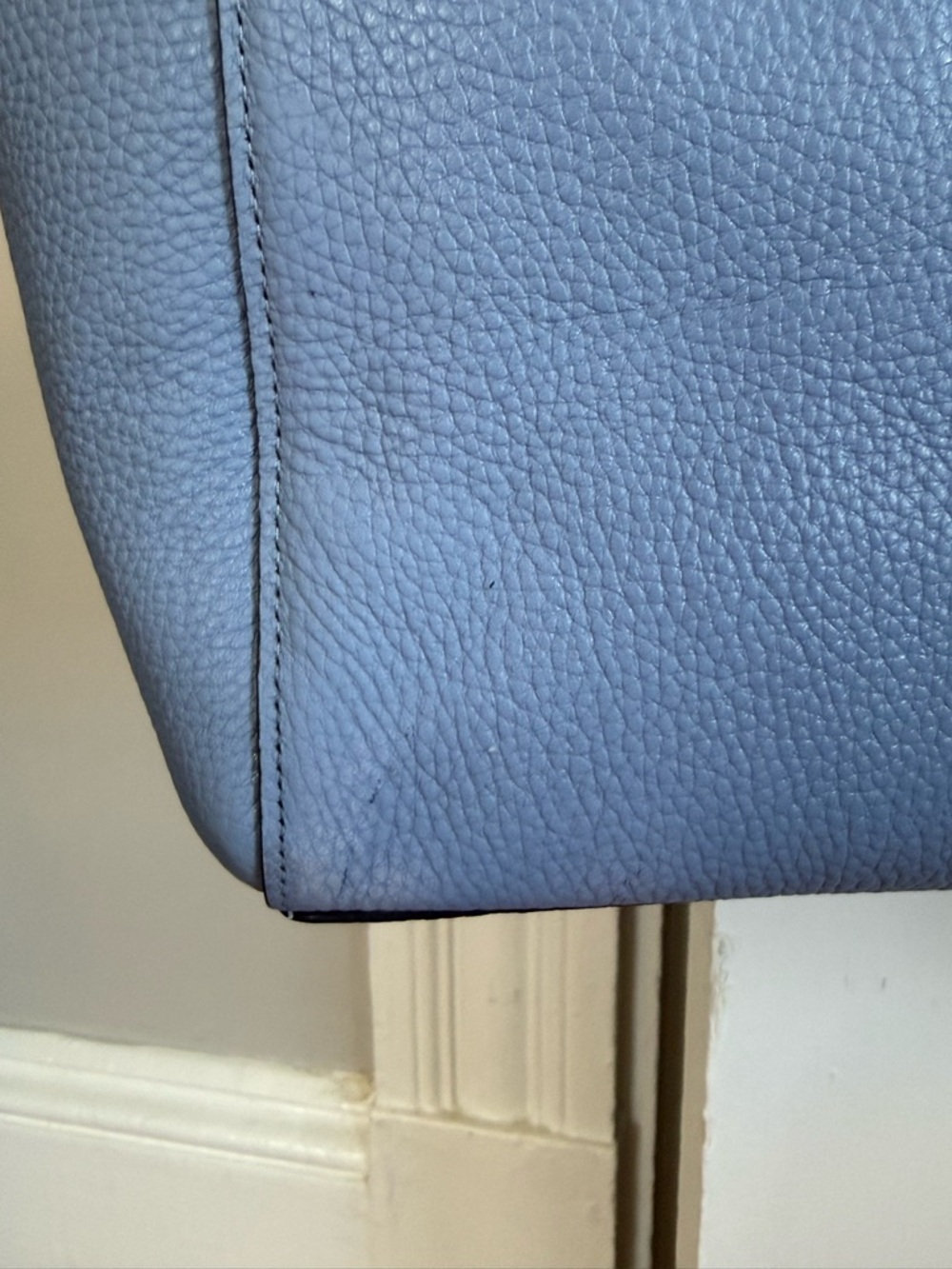 Coach Pebbled Leather Tote in Slate Blue with Chain Straps - Picture 6 of 6